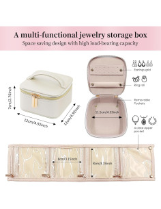 Caja de Joyería de Viaje BcePce Beige Compacta Impermeable 2