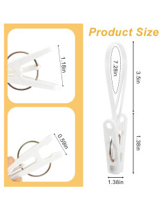 Paquete de 120 Clips de Ropa Multiusos Limbeuuu Blanco 2