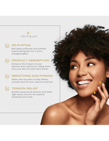 Rodillo Facial de Germanio YOUTHLUX - Masaje Desinflamante Negro