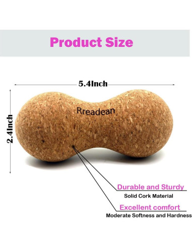 Bola de Masaje de Corcho Rreadean 13.9cm Alivio Muscular