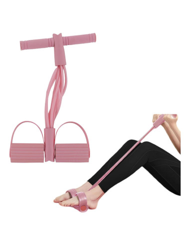 Banda de Resistencia con Pedal Xorim Rosa 8 Tubos Antideslizante