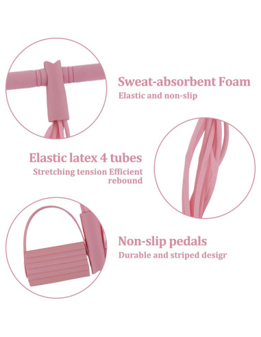 Banda de Resistencia con Pedal Xorim Rosa 8 Tubos Antideslizante