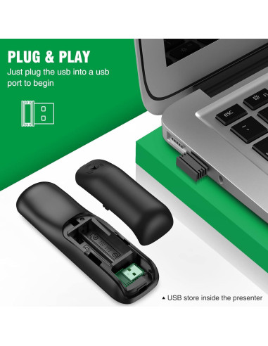 Controlador Remoto de Presentación DINOSTRIKE con Luz Verde