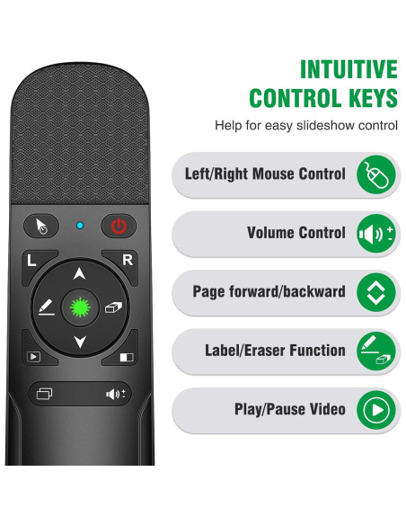 Controlador Remoto de Presentación DINOSTRIKE con Luz Verde