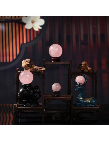 Bolas de Cuarzo Rosa RCSTOONE 1.2" para Meditación y Terapia