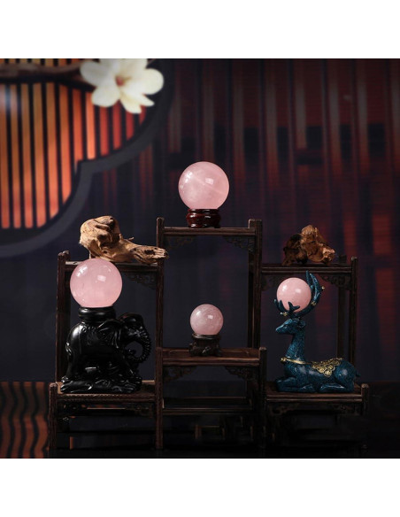 Bolas de Cuarzo Rosa RCSTOONE 1.2" para Meditación y Terapia