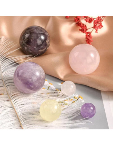 Bolas de Cuarzo Rosa RCSTOONE 1.2" para Meditación y Terapia
