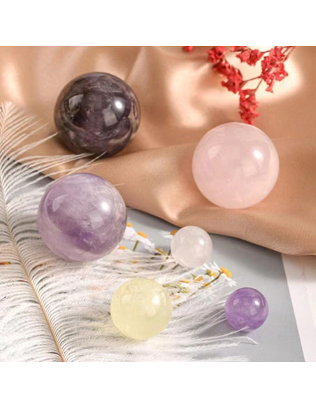 Bolas de Cuarzo Rosa RCSTOONE 1.2" para Meditación y Terapia