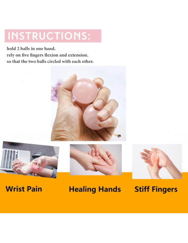 Bolas de Cuarzo Rosa RCSTOONE 1.2" para Meditación y Terapia