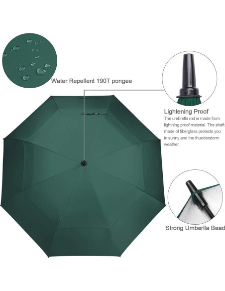 Paraguas de Golf G4Free 62 Pulgadas UV Automático Doble Dosel