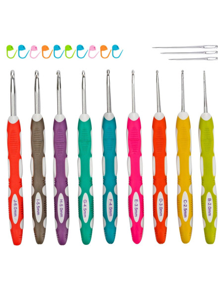 Juego de Ganchillos Ergonómicos Ryhiac 9 Piezas 2.0mm-6.0mm