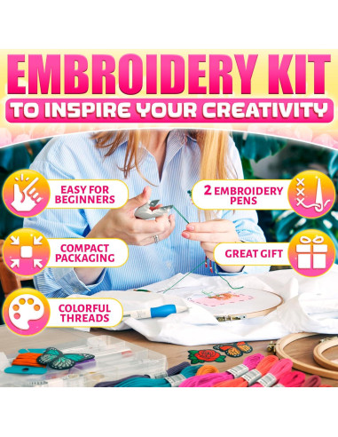 Kit de Bordado ZOKLU 137 Piezas con 100 Colores y Estuche