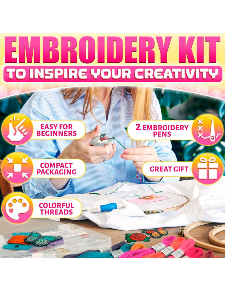 Kit de Bordado ZOKLU 137 Piezas con 100 Colores y Estuche