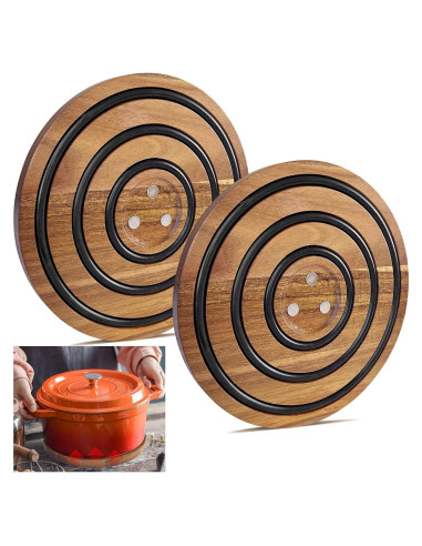 Trivetes de Madera de Acacia Magnéticos 2 PCS LAIAMER