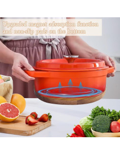 Trivetes de Madera de Acacia Magnéticos 2 PCS LAIAMER 2