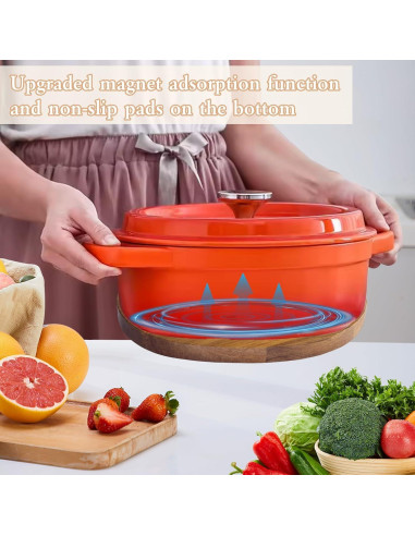 Trivetes de Madera de Acacia Magnéticos 2 PCS LAIAMER