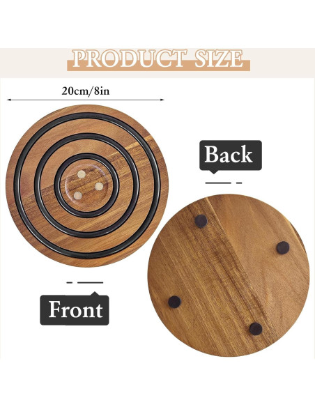 Trivetes de Madera de Acacia Magnéticos 2 PCS LAIAMER