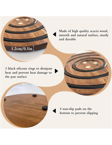 Trivetes de Madera de Acacia Magnéticos 2 PCS LAIAMER