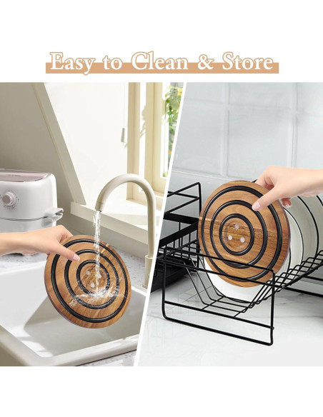 Trivetes de Madera de Acacia Magnéticos 2 PCS LAIAMER