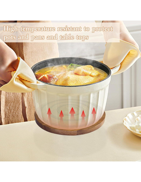 Trivetes de Madera de Acacia Magnéticos 2 PCS LAIAMER