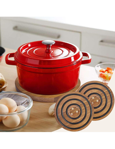 Trivetes de Madera de Acacia Magnéticos 2 PCS LAIAMER