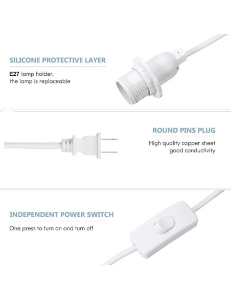Cuerda de Luz Colgante Enchufable DXMKOP 4.88m E26/E27 60W