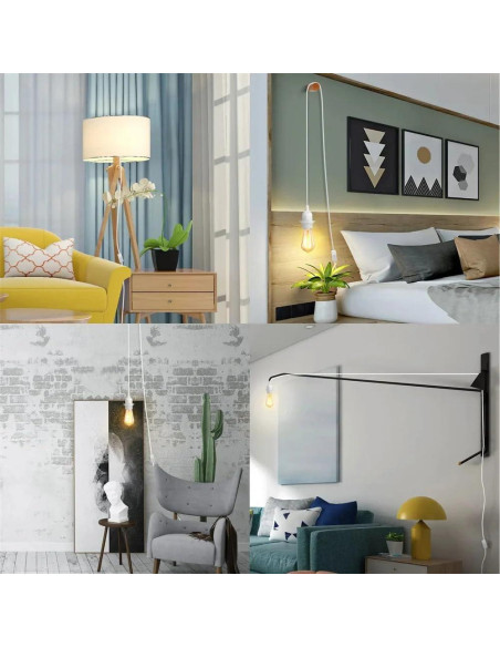 Cuerda de Luz Colgante Enchufable DXMKOP 4.88m E26/E27 60W