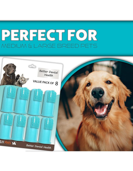 Cepillos de Dedo H&H Mascotas - 8 Unidades para Perros y Gatos