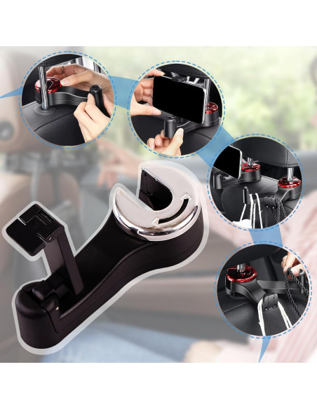 Ganchos para Reposacabezas QYOUAUTO 2 en 1 - Rojo