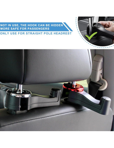 Ganchos para Reposacabezas QYOUAUTO 2 en 1 - Rojo