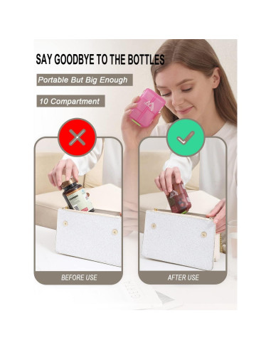 Organizador de Pastillas de Viaje M Muchengbao 10 Compartimentos