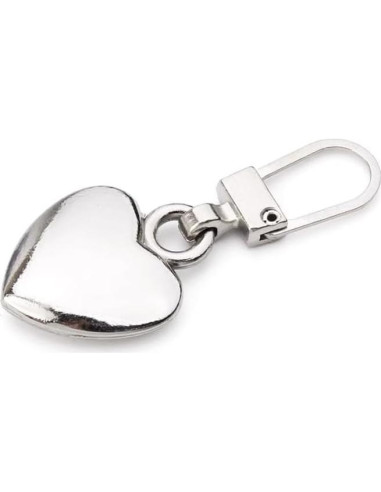 Tiradores de Cremallera Corazón Plateado Zenarao - 5 Piezas