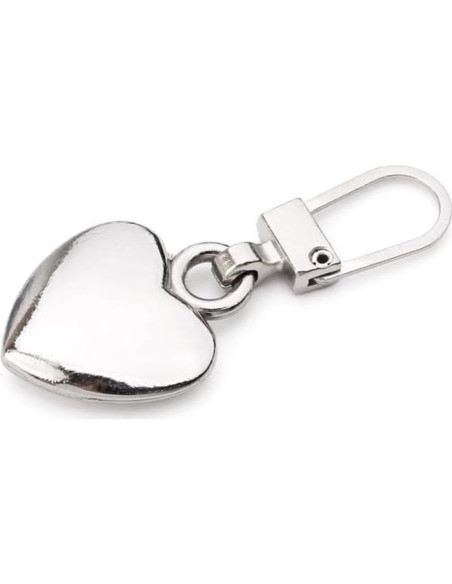 Tiradores de Cremallera Corazón Plateado Zenarao - 5 Piezas