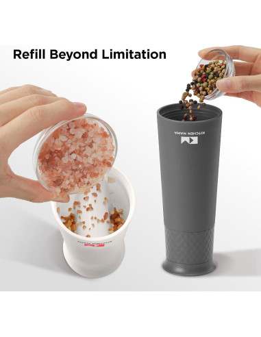 Molinillo de Sal y Pimienta Recargable Kitchen Mama - Ajustable