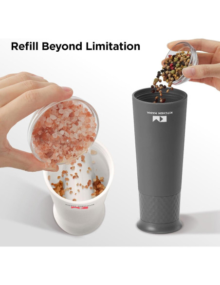 Molinillo de Sal y Pimienta Recargable Kitchen Mama - Ajustable