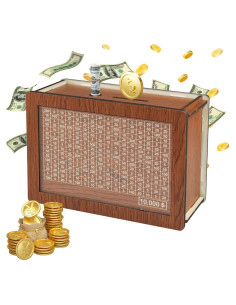 Hucha de Madera HD1688 con Contador para Ahorro hasta $10000