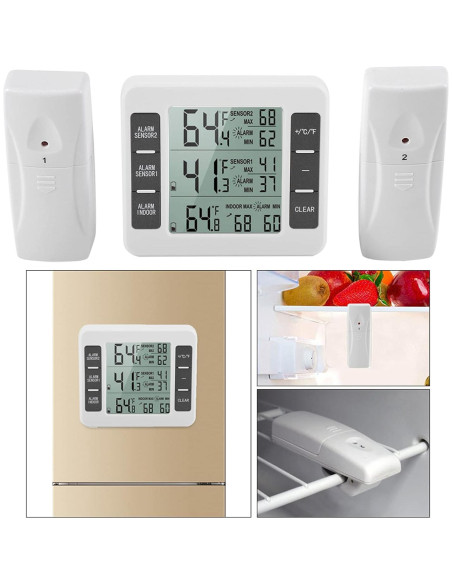 Termómetro Digital de Nevera Ejoyous con 2 Sensores y Alarma