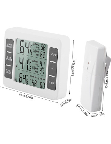 Termómetro Digital de Nevera Ejoyous con 2 Sensores y Alarma