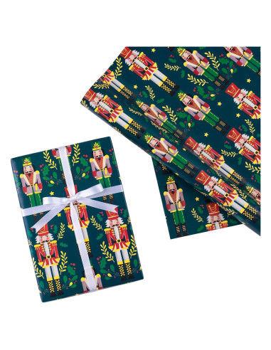 Papel de Regalo Navidad WRAPAHOLIC Cascanueces Verde 43 cm x 5 m