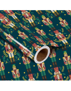 Papel de Regalo Navidad WRAPAHOLIC Cascanueces Verde 43 cm x 5 m 2