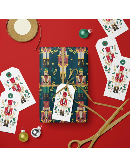 Papel de Regalo Navidad WRAPAHOLIC Cascanueces Verde 43 cm x 5 m