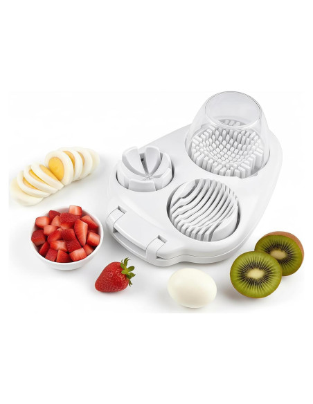 Cortador de Huevos 3-en-1 Genérico - Acero Inoxidable, Blanco