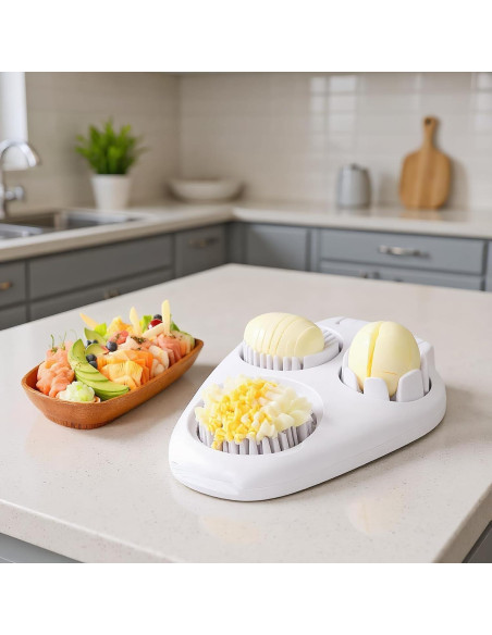 Cortador de Huevos 3-en-1 Genérico - Acero Inoxidable, Blanco