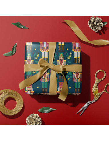 Papel de Regalo Navidad WRAPAHOLIC Cascanueces Verde 43 cm x 5 m