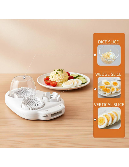 Cortador de Huevos 3-en-1 Genérico - Acero Inoxidable, Blanco