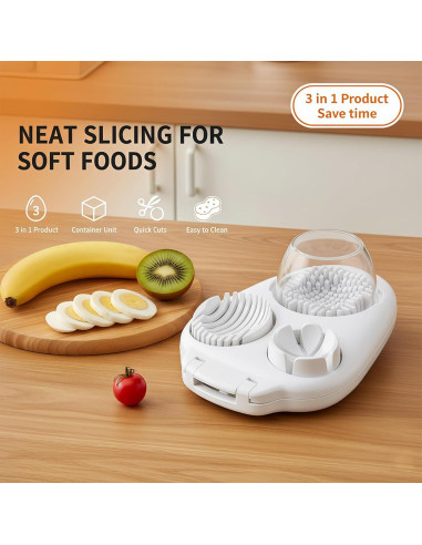 Cortador de Huevos 3-en-1 Genérico - Acero Inoxidable, Blanco