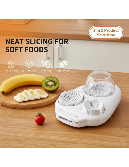 Cortador de Huevos 3-en-1 Genérico - Acero Inoxidable, Blanco