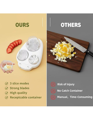 Cortador de Huevos 3-en-1 Genérico - Acero Inoxidable, Blanco