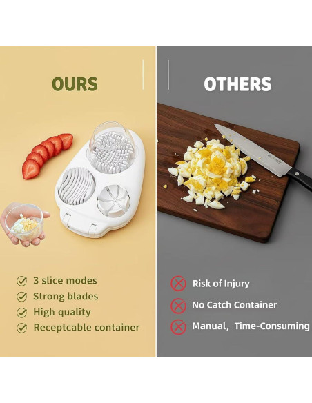 Cortador de Huevos 3-en-1 Genérico - Acero Inoxidable, Blanco