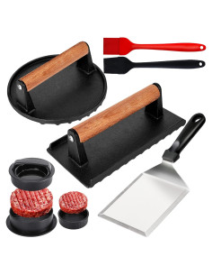 Juego de Prensa para Hamburguesas Vynpidu 6PCS Hierro Fundido